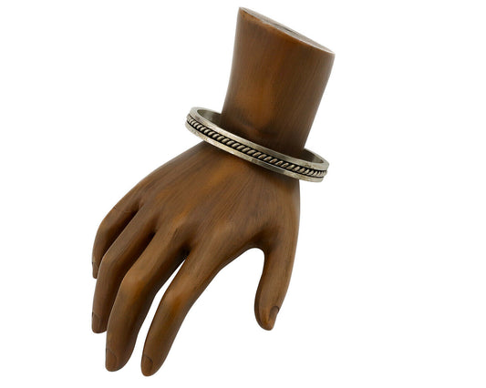 Navajo Handmade Bracelet .925 SOLID Silver Native Artist Signed Tahe Circa 1980s