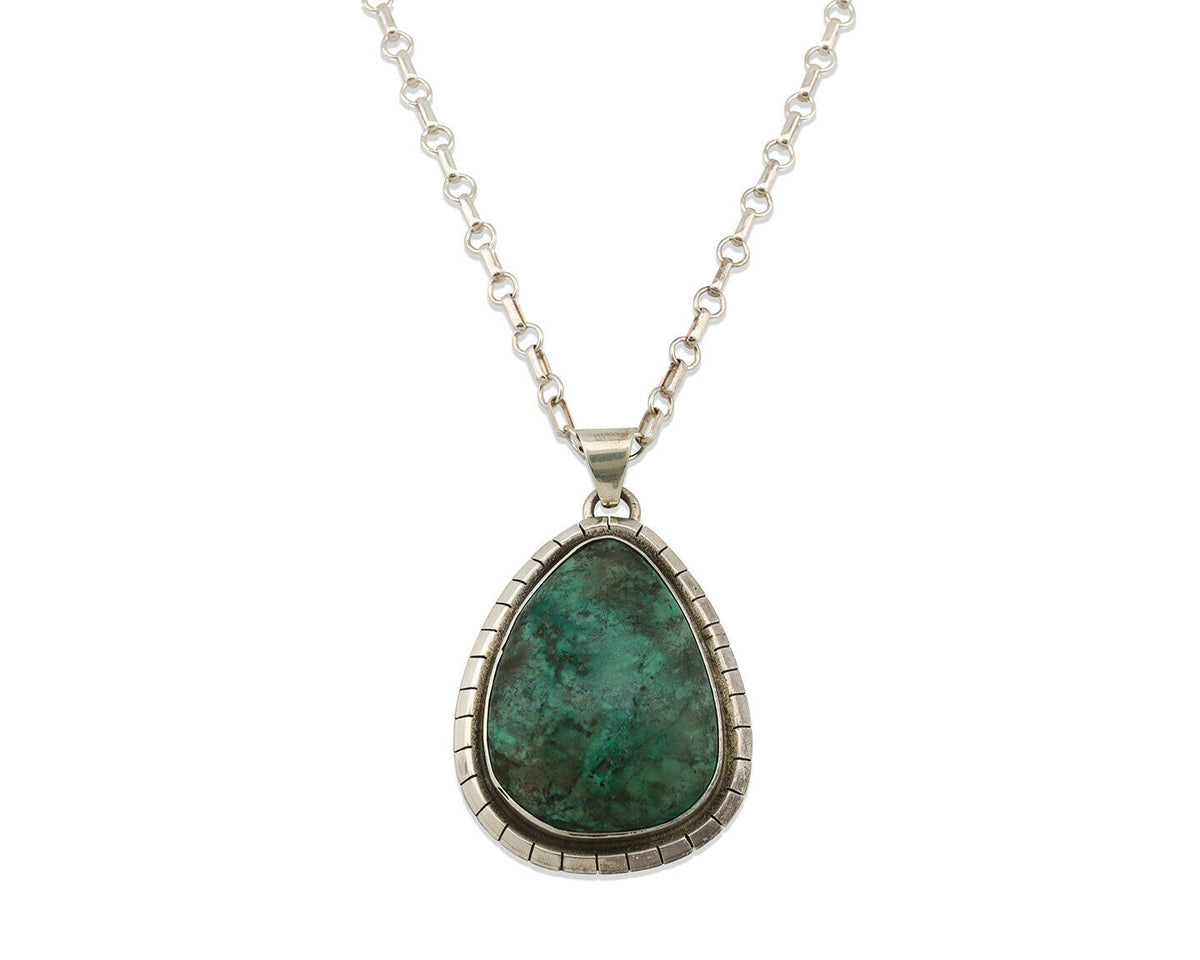 Navajo Necklace .925 Silver Blue Green Turquoise Native American Artist C.80's