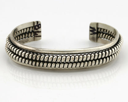 Navajo Handmade Bracelet .925 SOLID Silver Native Artist Signed Tahe Circa 1980s