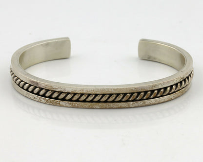 Navajo Handmade Bracelet .925 SOLID Silver Native Artist Signed Tahe Circa 1980s