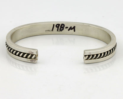 Navajo Handmade Bracelet .925 SOLID Silver Native Artist Signed Tahe Circa 1980s
