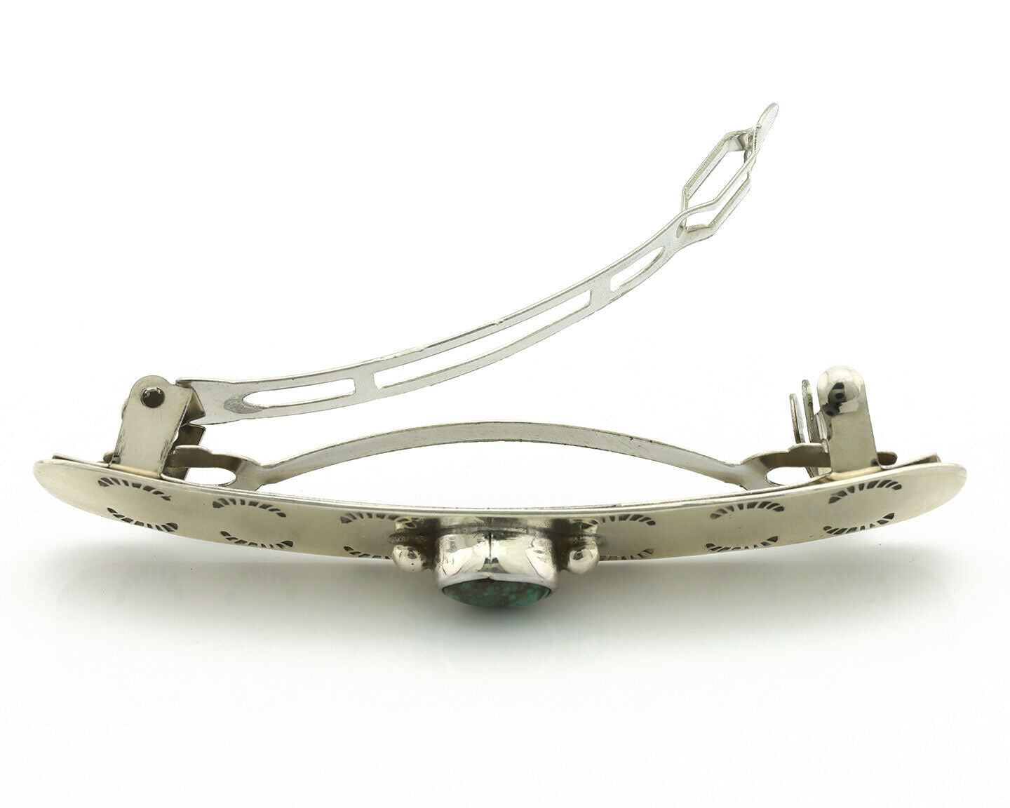 Navajo Hair Clip .925 Silver Turquoise Mountain Native American Barrette C.80's