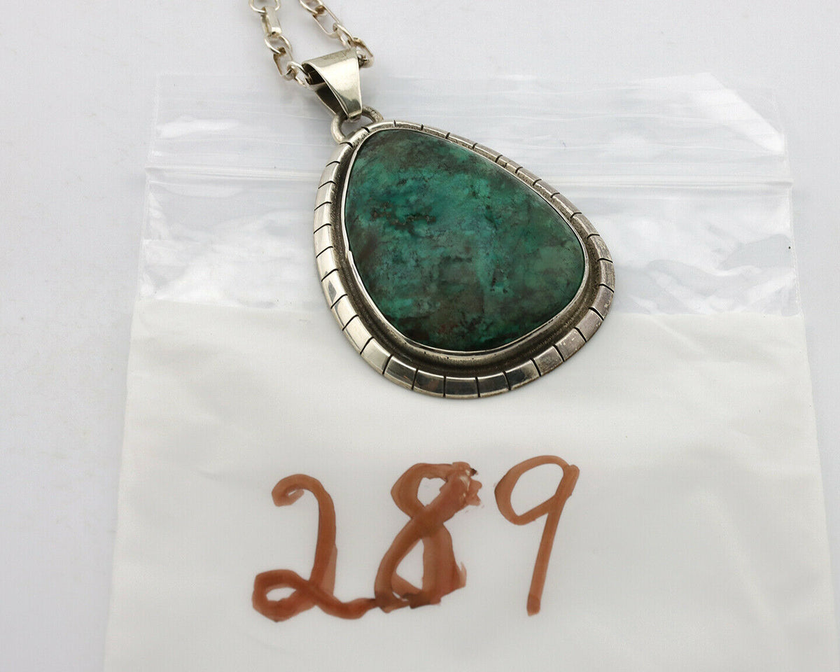 Navajo Necklace .925 Silver Blue Green Turquoise Native American Artist C.80's