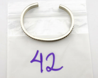 Navajo Handmade Bracelet .925 SOLID Silver Native Artist Signed Tahe Circa 1980s