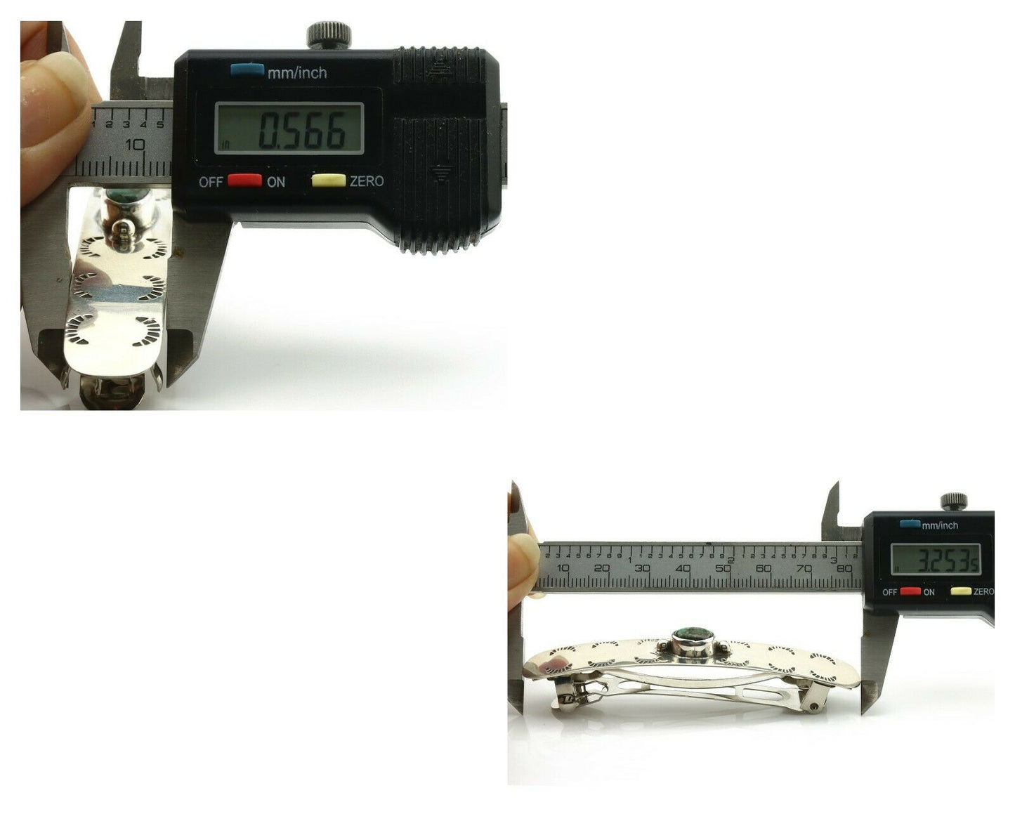 Navajo Hair Clip .925 Silver Turquoise Mountain Native American Barrette C.80's