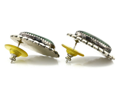 Women's Navajo Earrings .925 Silver Crescent Valley Turquoise Handmade Indian