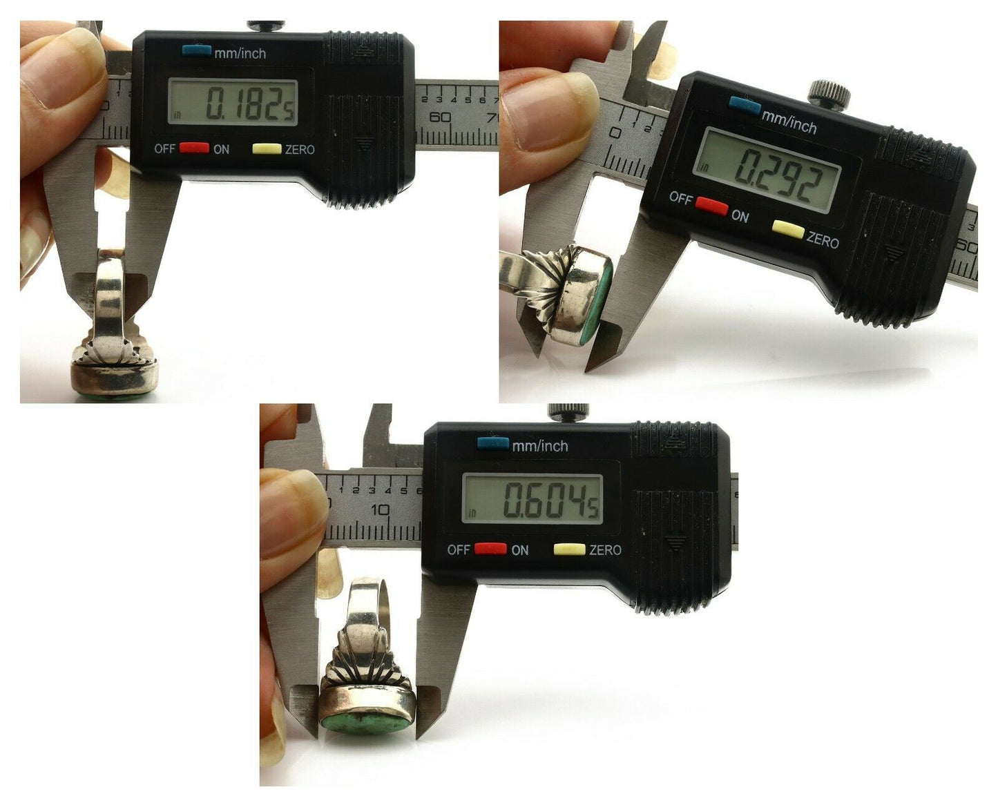 Navajo Ring .925 Silver Kingman Turquoise Artist Signed Apache C.80's