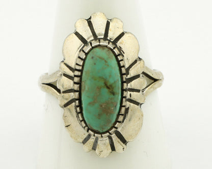 Navajo Ring .925 Silver Green Turquoise Artist Signed M Montoya C.80's