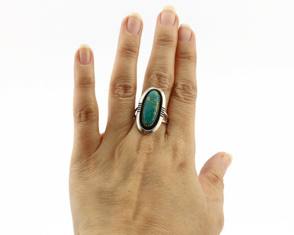 Navajo Ring .925 Silver Natural Blue Turquoise Native American Artist C.1980's