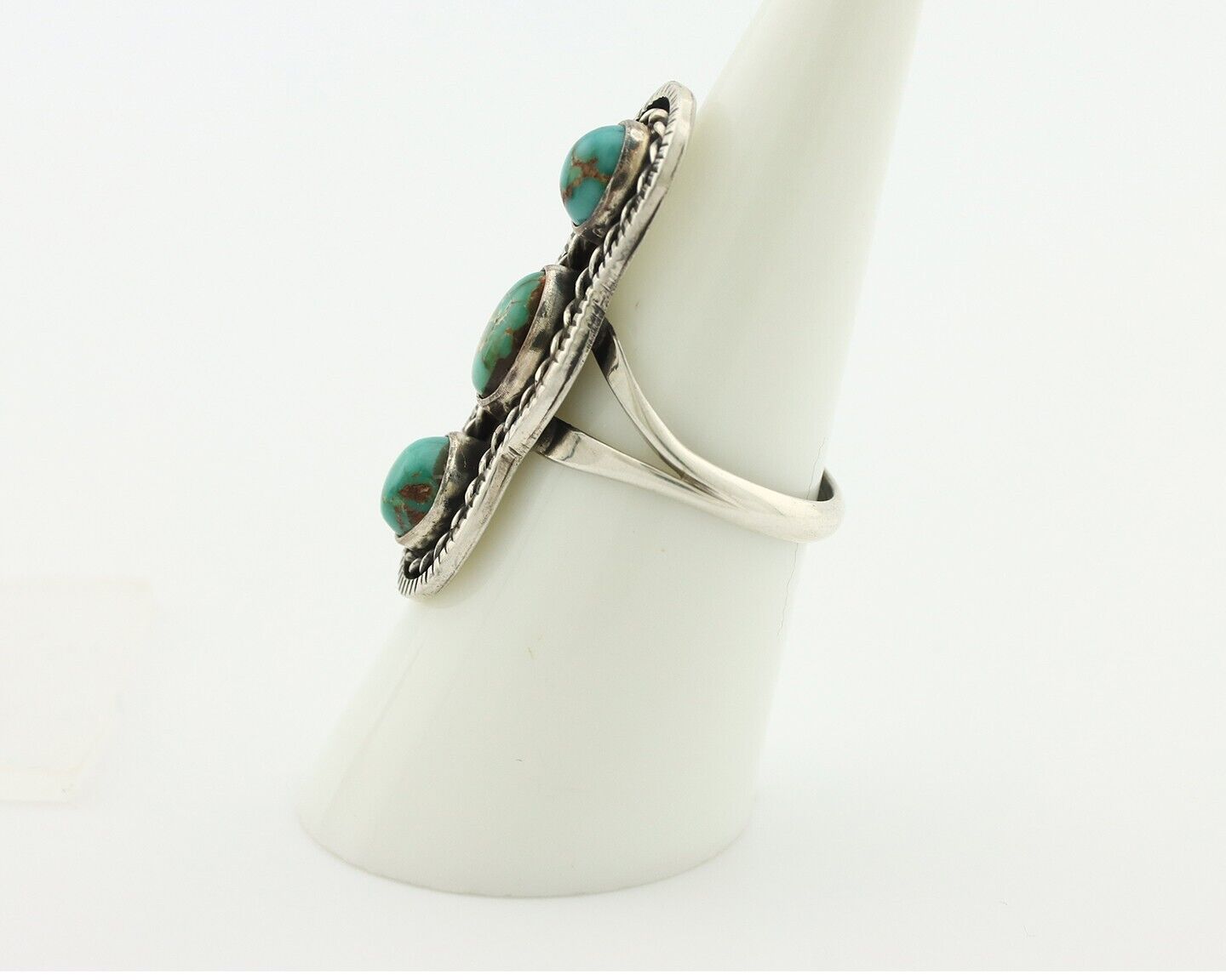 Navajo Ring .925 Silver Natural Blue Turquoise Native American Artist C.80's