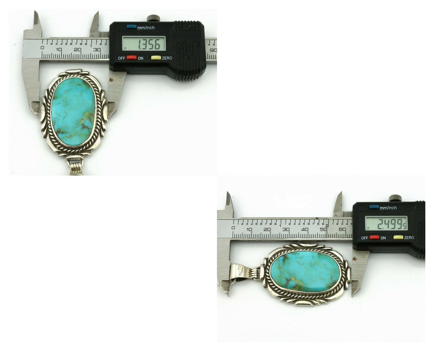 Navajo Necklace .925 Silver Kingman Turquoise Signed Sun C.1980's
