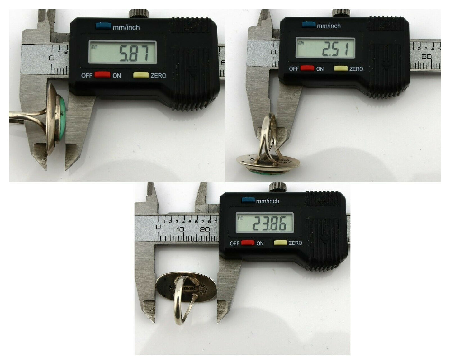 Navajo Shadow Box Ring .925 Silver Blue Turquoise Signed M Montoya C80s