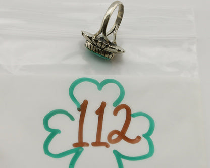 Navajo Ring .925 Silver Green Turquoise Artist Signed M Montoya C.80's