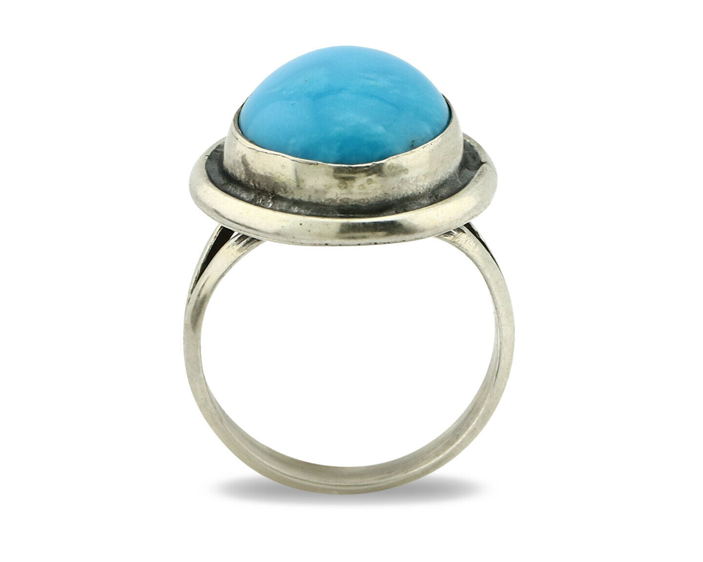 Navajo Ring .925 Silver Blue Turquoise Handmade Native American Artist C80s