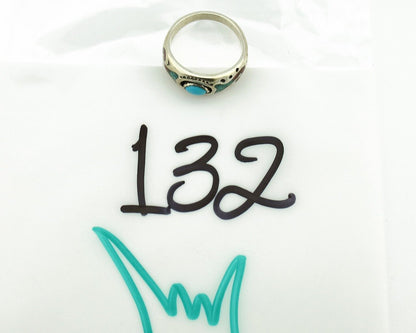 Navajo Handmade Ring 925 Silver Blue Turquoise & Coral Native American C.80's