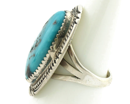 Navajo Ring 925 Silver Natural Blue Turquoise Native American Artist C.80's