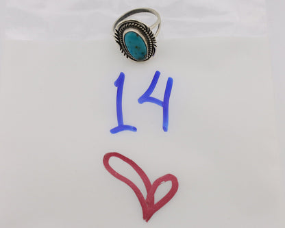 Navajo Ring .925 Silver Nevada Turquoise Native American Artist C.1980's