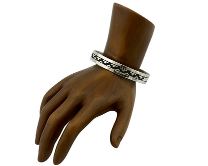 Navajo Bracelet .925 Silver Handmade Overlay Style Signed Tommy Billy Cuff C80s