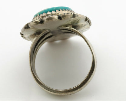 Navajo Ring .925 Silver Natural Blue Turquoise Native American Artist C.1980's