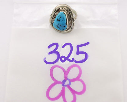 Navajo Ring .925 Silver Sleeping Beauty Turquoise Artist Signed E Etsitty C.80's