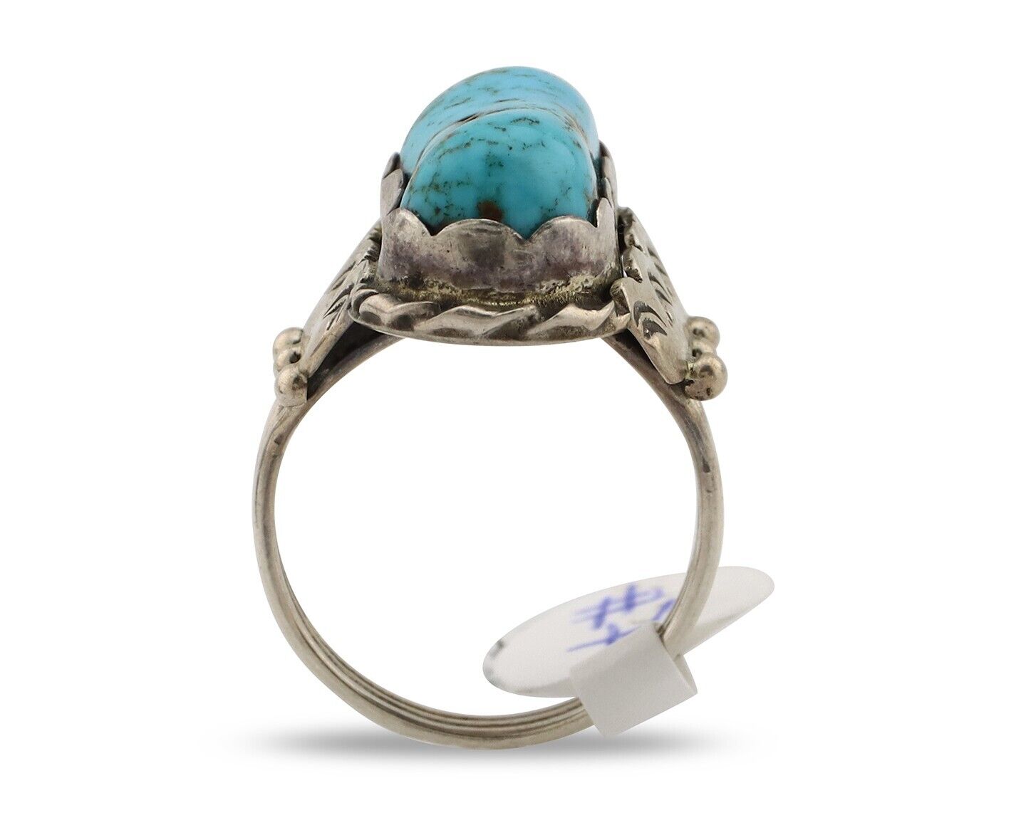 Navajo Ring 925 Silver Blue Gem Turquoise Artist Signed Tony Guerro C.80's