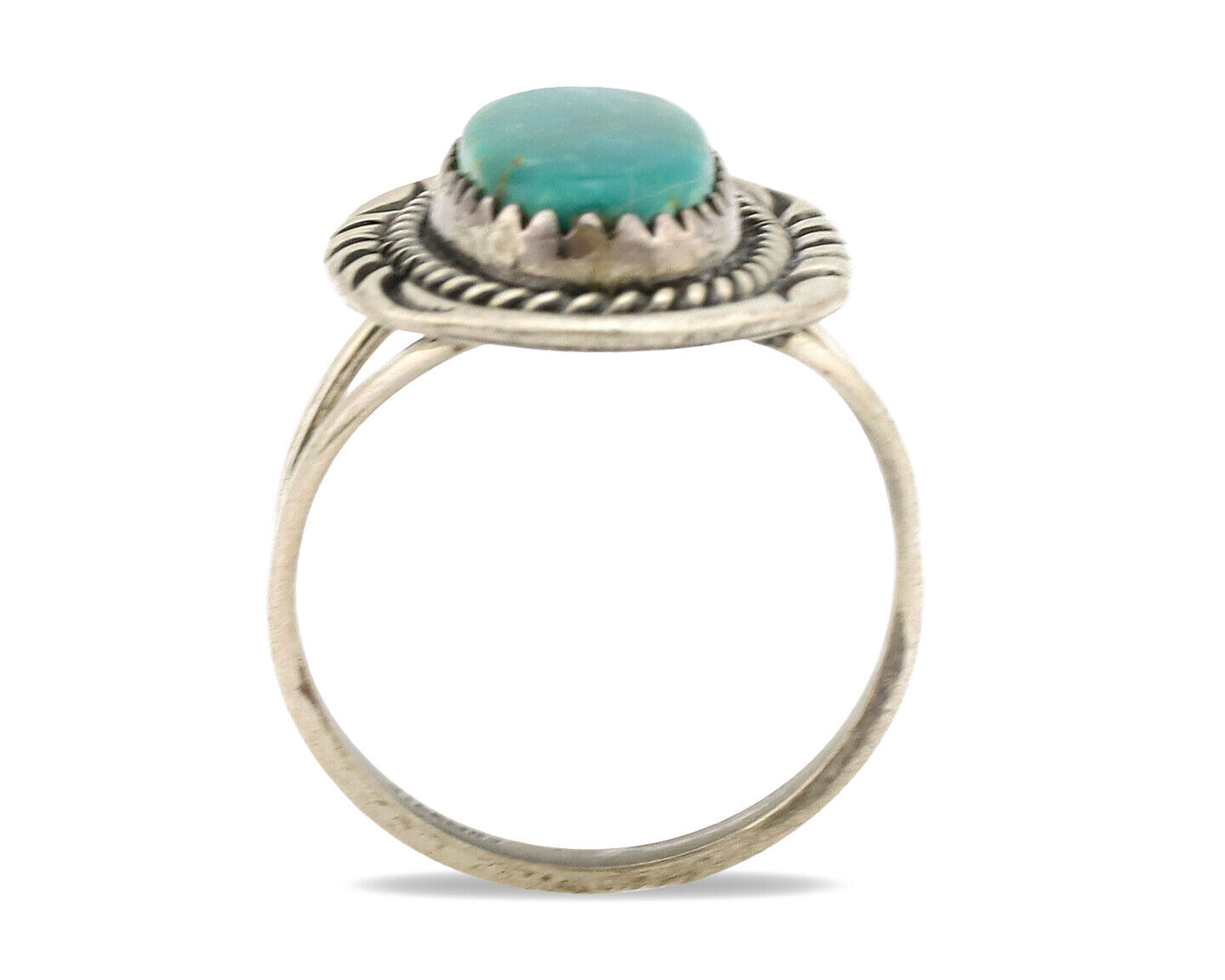 Navajo Ring .925 Silver Nevada Turquoise Native American Artist C.1980's