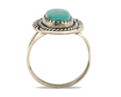 Navajo Ring .925 Silver Nevada Turquoise Native American Artist C.1980's