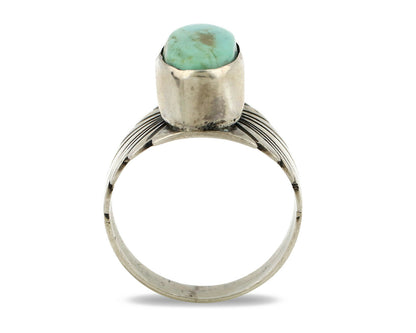 Navajo Ring .925 Silver Kingman Turquoise Artist Signed Apache C.80's