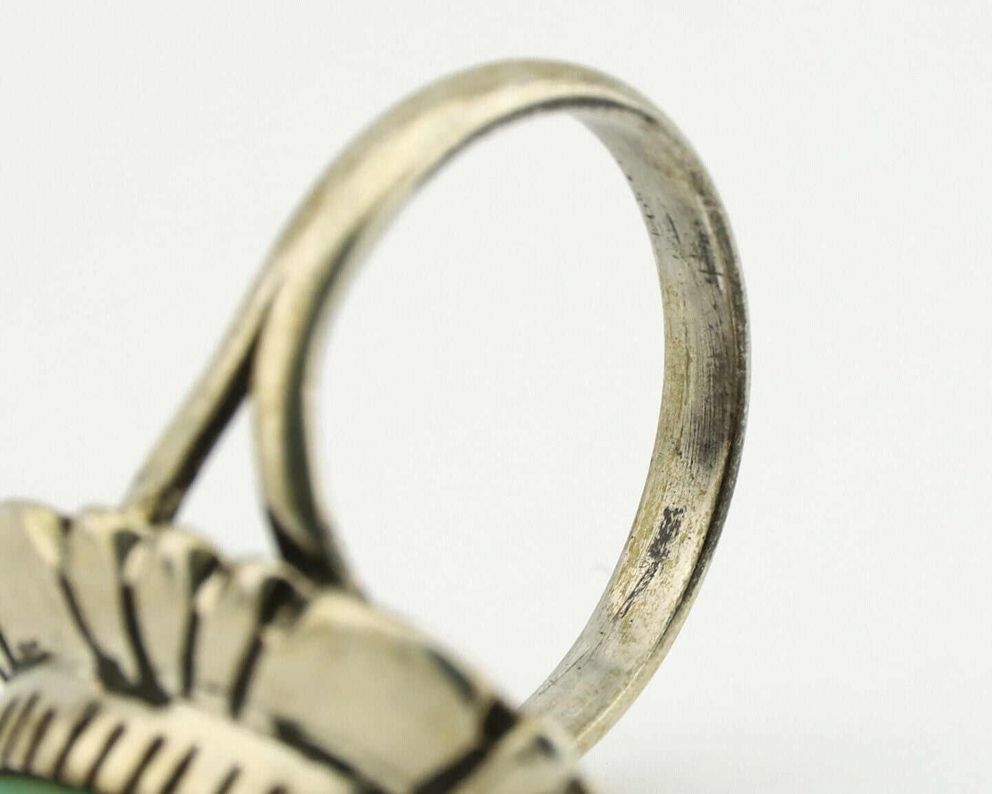 Navajo Ring .925 Silver Green Turquoise Artist Signed M Montoya C.80's