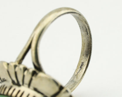 Navajo Ring .925 Silver Green Turquoise Artist Signed M Montoya C.80's