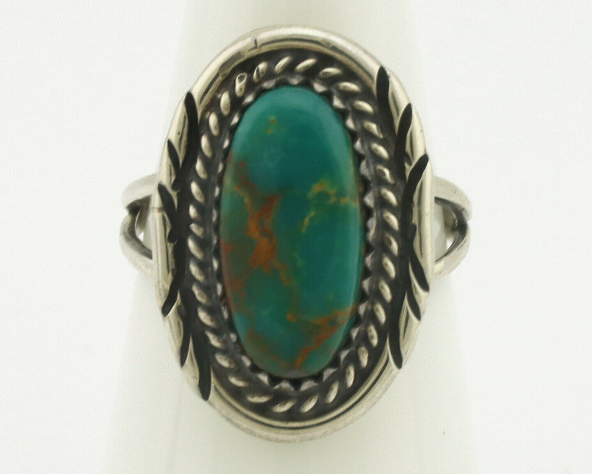 Navajo Ring .925 Silver Natural Turquoise Native American Artist C.1980's