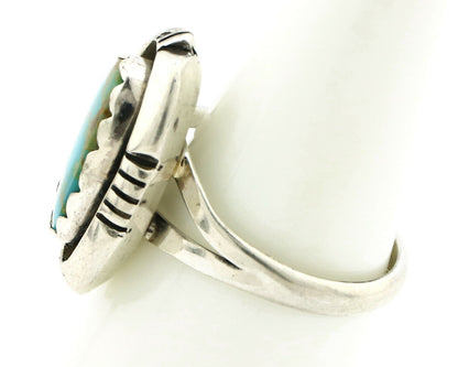 Navajo Ring .925 Silver Kingman Turquoise Handmade Native American Artist C80s