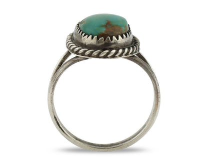 Navajo Handmade Ring 925 Silver Kingman Turquoise Artist Signed MC C.80's