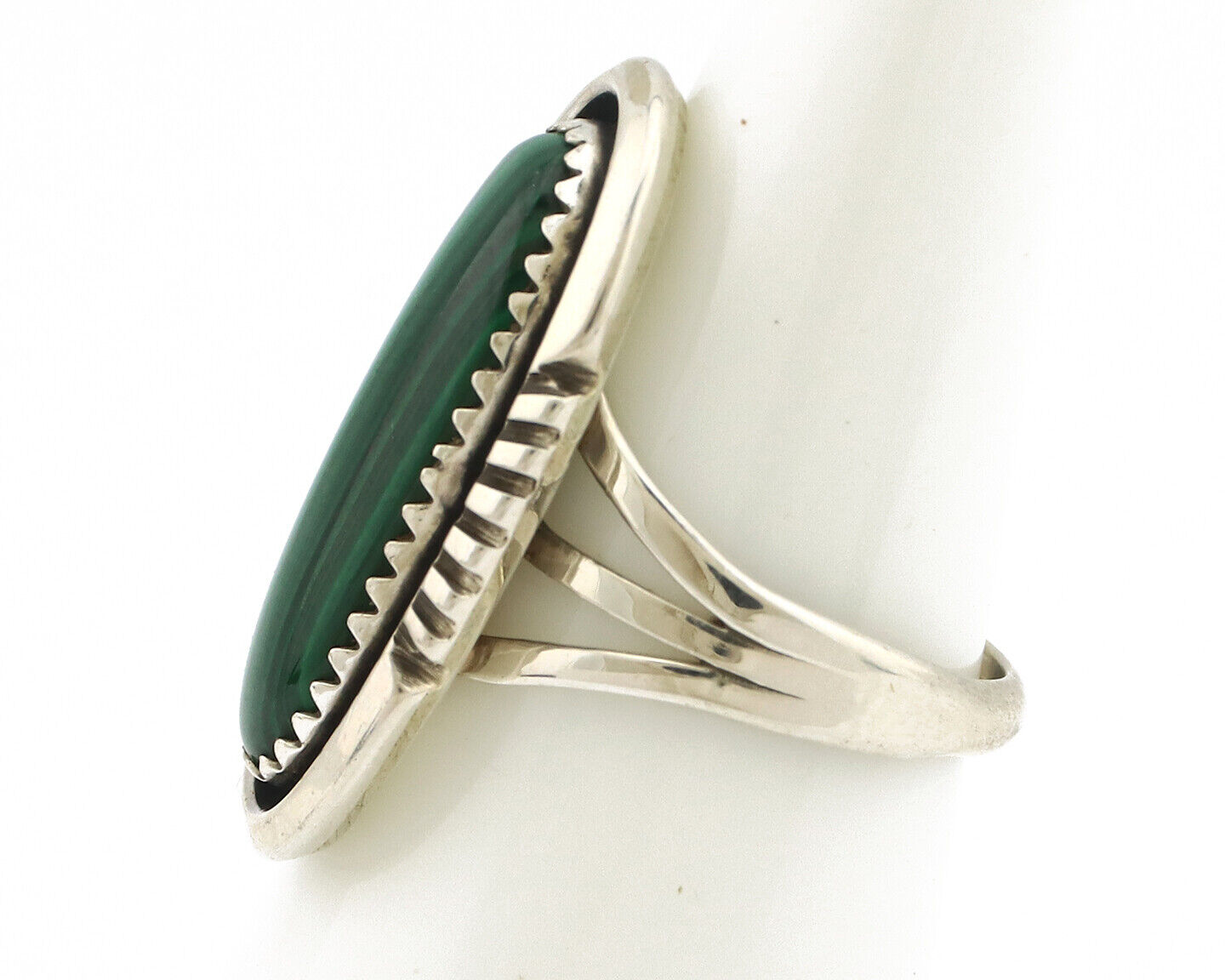 Navajo Ring 925 Silver Natural Malachite Artist Signed William Denetdale C.80's