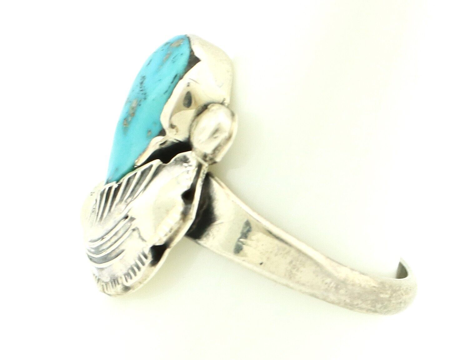Zuni Ring 925 Silver Natural Blue Gem Turquoise Artist Signed Simplicio C.80's