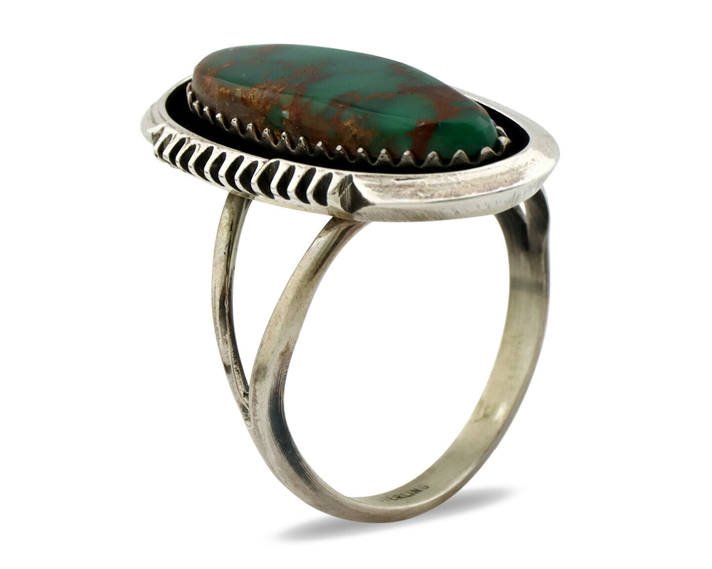 Navajo Ring .925 Silver Turquoise Mountain Native American C.80's