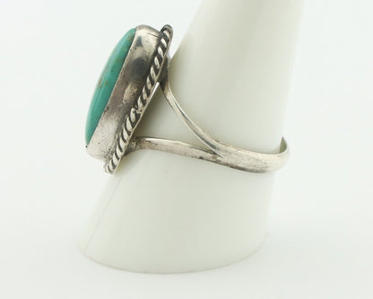 Navajo Handmade Ring 925 Silver Kingman Turquoise Signed M Montoya C.80's