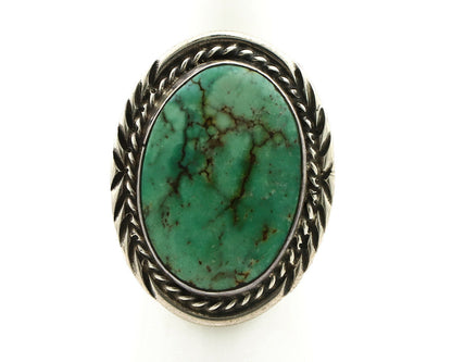 Navajo Shield Ring .925 Silver Kingman Turquoise Native American Artist C.80's