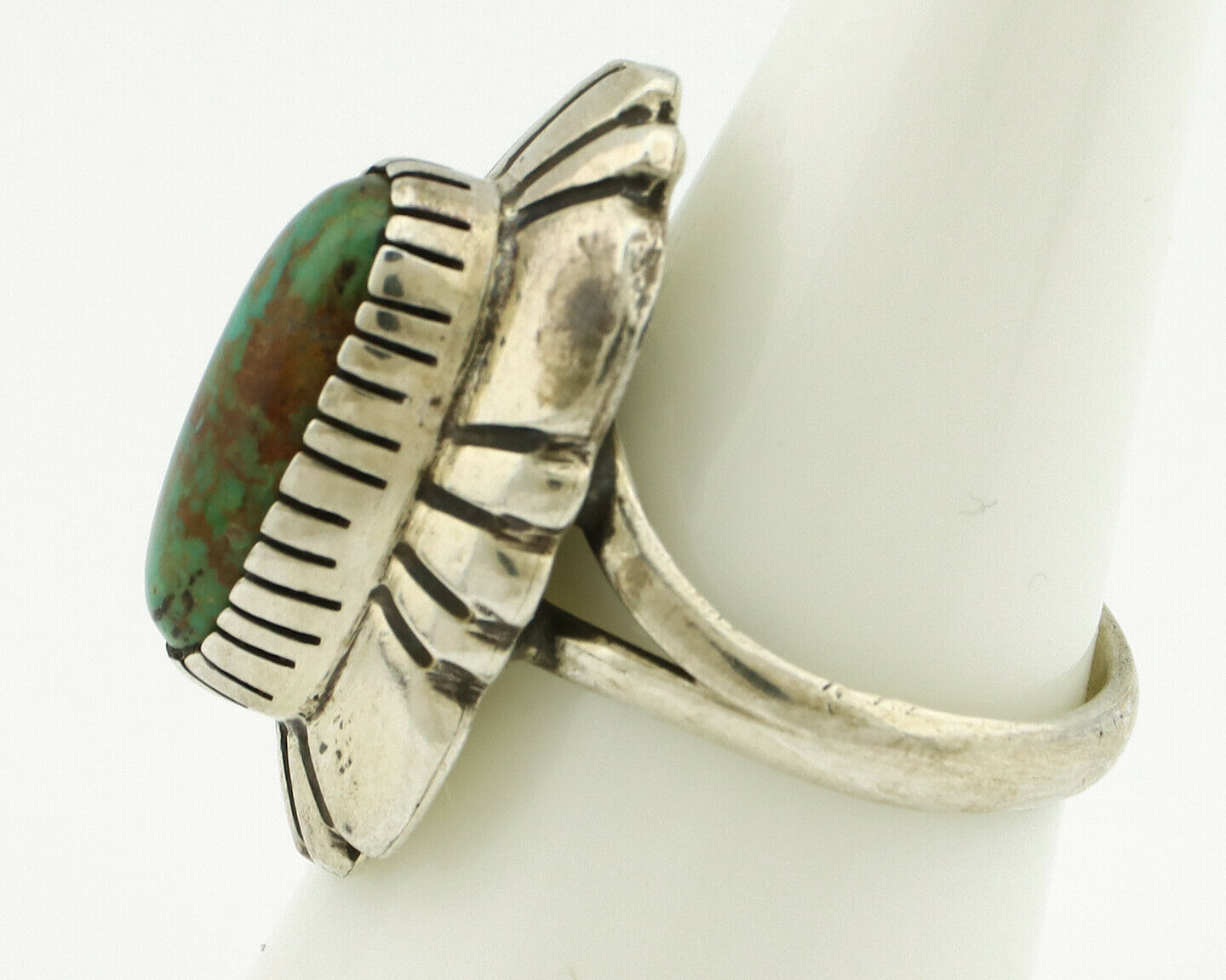 Navajo Ring .925 Silver Green Turquoise Artist Signed M Montoya C.80's