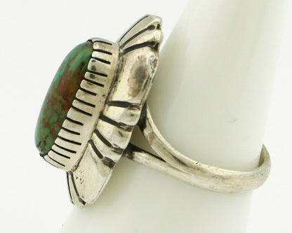 Navajo Ring .925 Silver Green Turquoise Artist Signed M Montoya C.80's