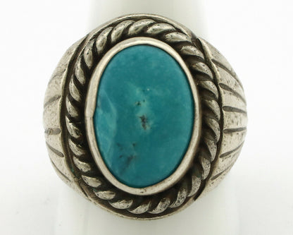 Navajo Ring .925 Silver Blue Spiderweb Turquoise Artist C Montoya Circa.80's