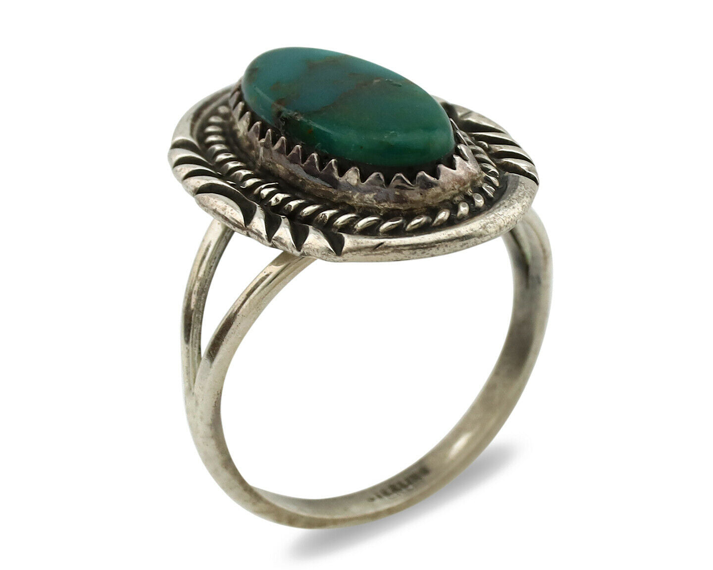 Navajo Ring .925 Silver Kingman Turquoise Native American Artist C.1980's
