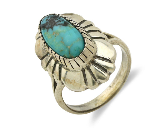 Navajo Ring .925 Silver Arizona Turquoise Signed M Montoya C.80's