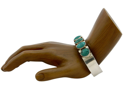 Navajo Bracelet .925 Silver Natural Turquoise Signed C Jones C.80's