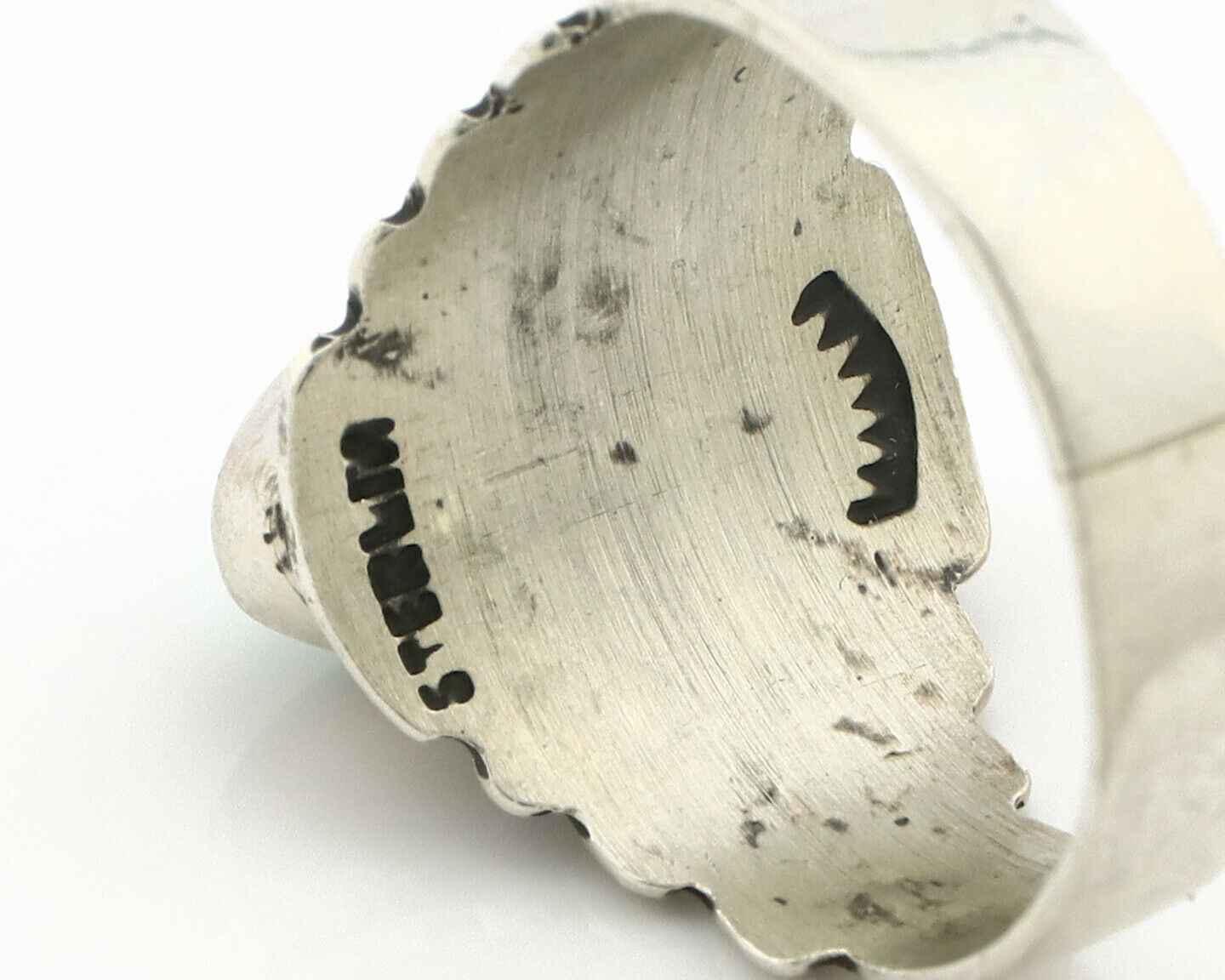 Navajo Ring .925 Silver Kingman Turquoise Artist Signed Apache C.80's