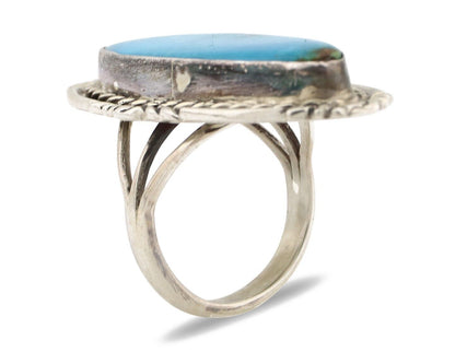 Navajo Ring 925 Silver Blue Turquoise Native Artist Signed Billy Eagle C.80s