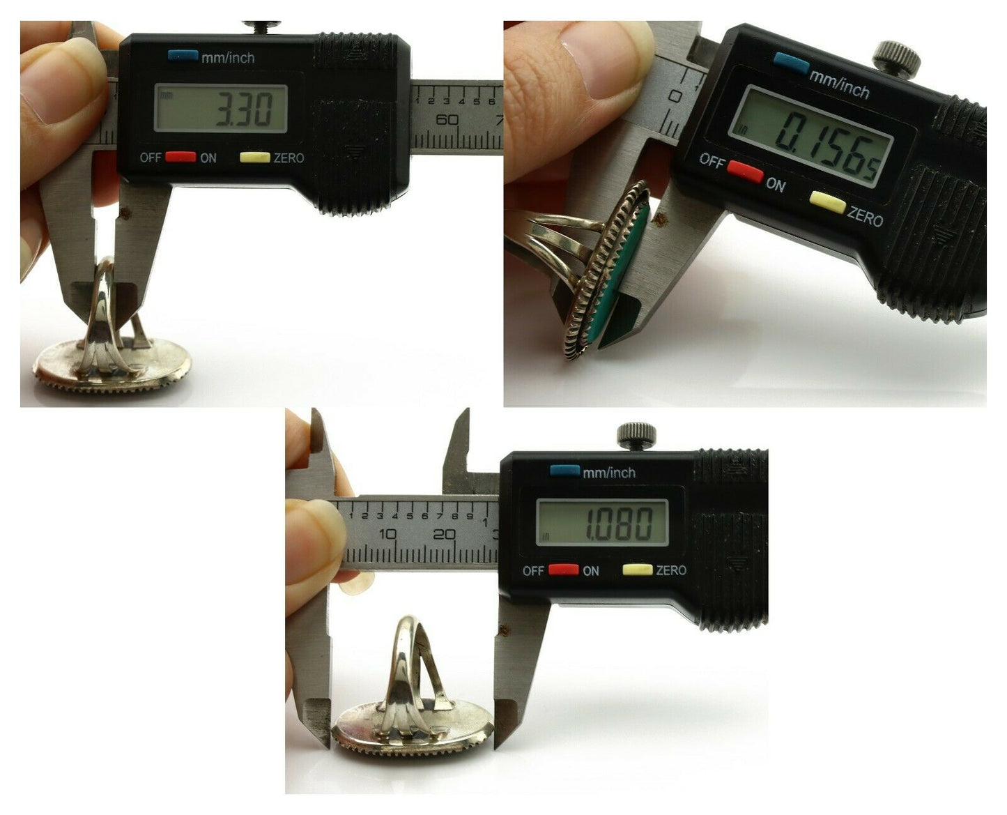 Navajo Ring .925 Silver Kingman Turquoise Native American Artist C.1980's