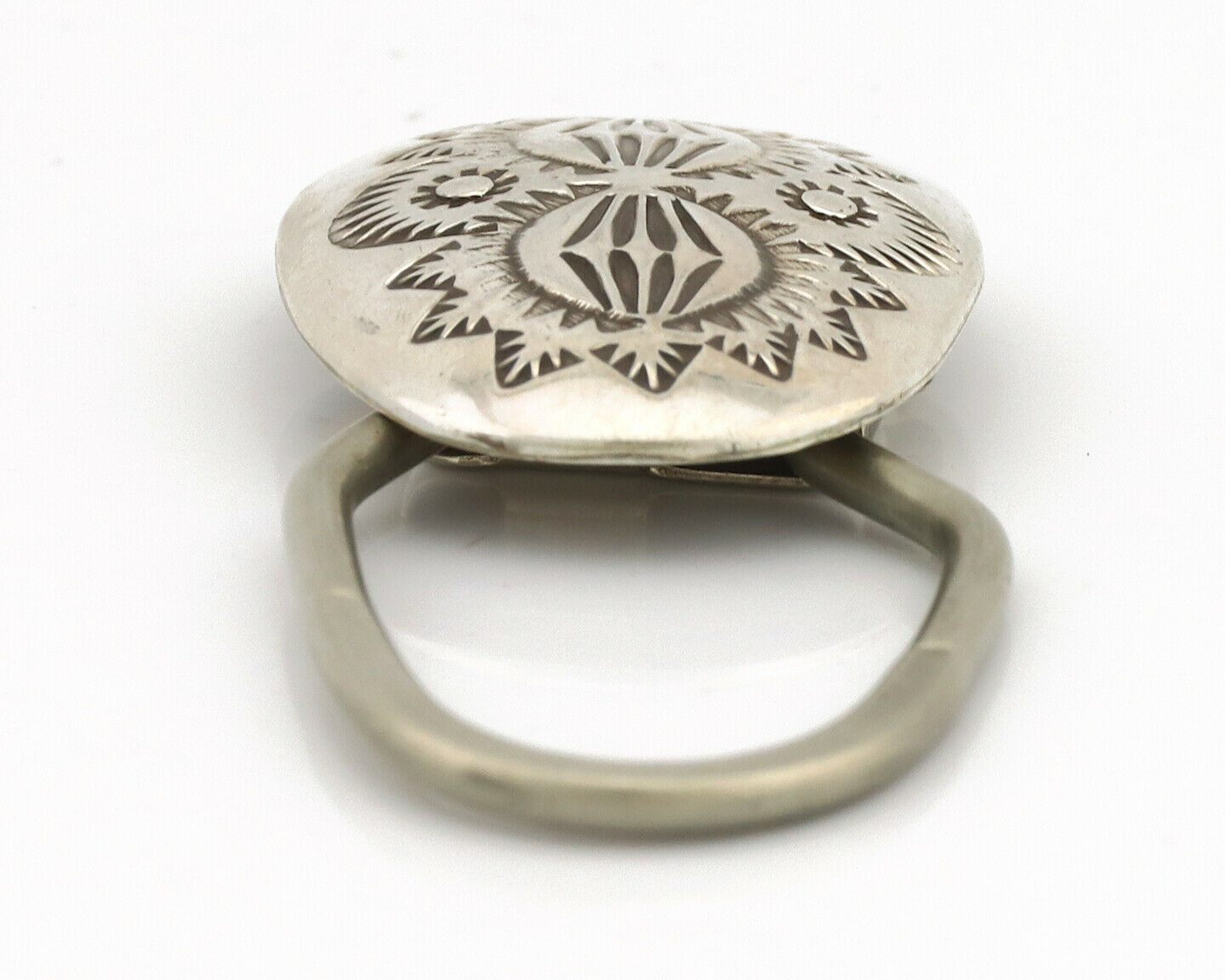 Navajo Key Chain .925 Silver Hand Stamped Native American Artist C.80s