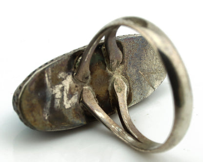 Navajo Ring .925 Silver Morenci Turquoise Native American Artist C.80's