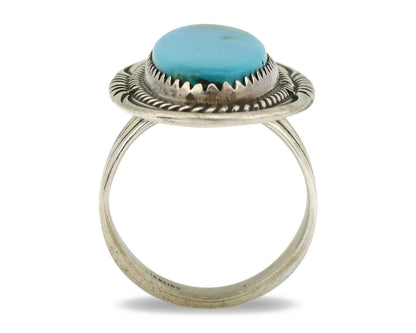 Navajo Ring .925 Silver Nevada Turquoise Artist Signed M Begay C.1980's